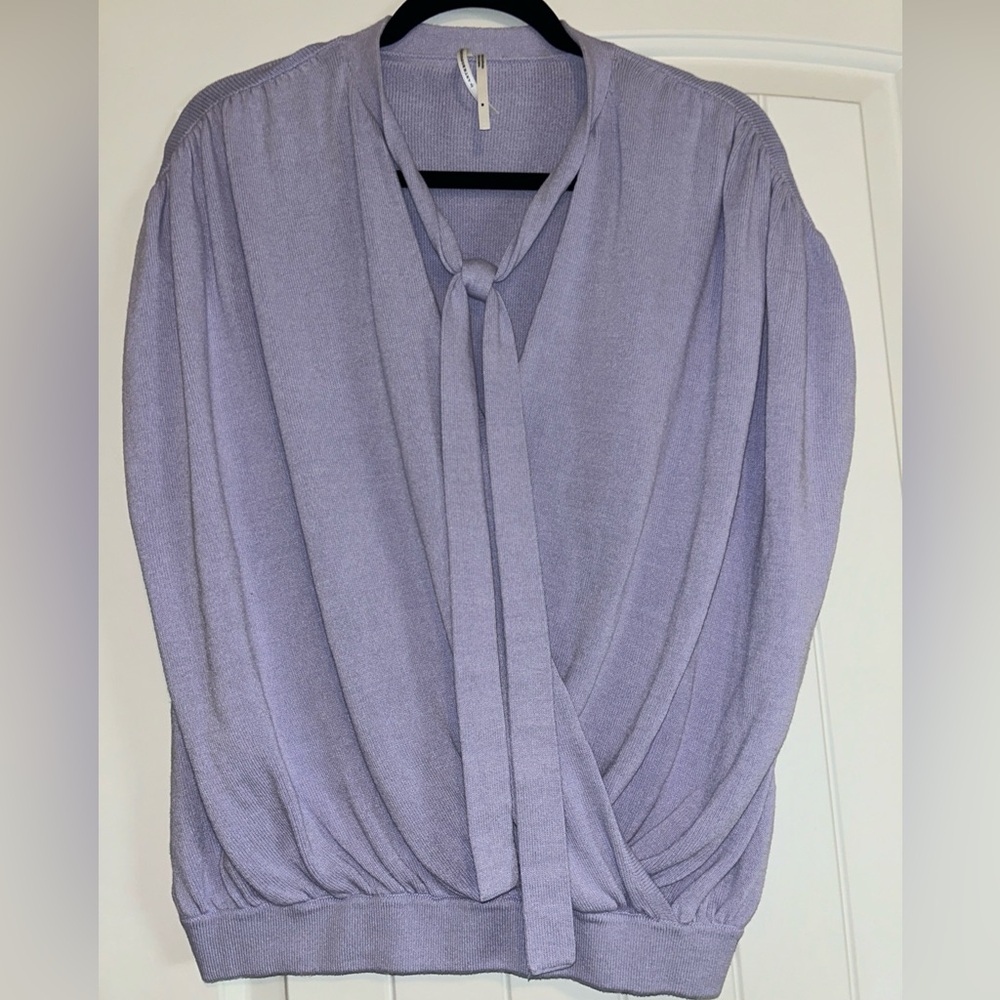 Anthropologie Women’s Lavender Crisscross Sweater Top Sz Medium